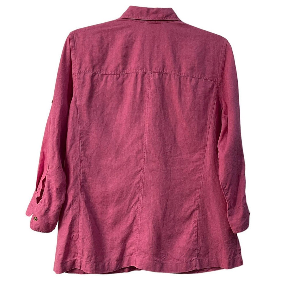 Ralph Lauren Pink Linen Blouse Shirt Gold Buttons Size Med- Barbie Core - Picture 2 of 10